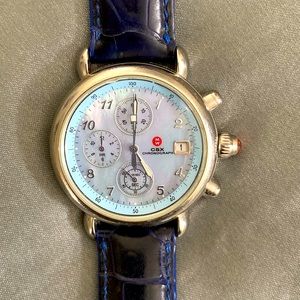 Michele Watch - Blue Mother of Pearl CSX CHRONOGRAPH w/Navy Blue Alligator Strap